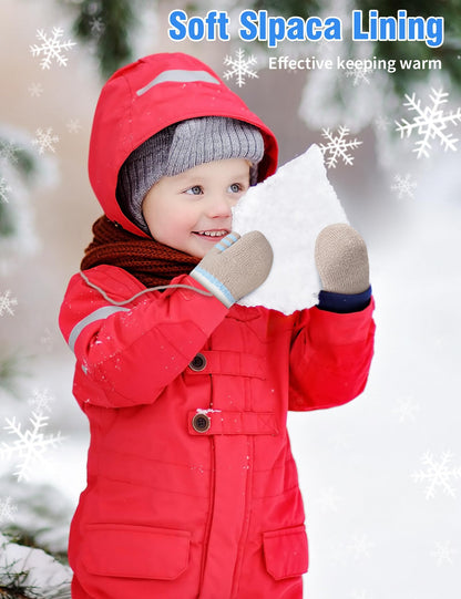 Becellen Fäustlinge Infant, Warme Verdicken Kleinkind Winterhandschuhe mit Schlüsselband Niedliche Anti Kratz Baby Strickhandschuhe für 0-3 Jahre Jungen Mädchen