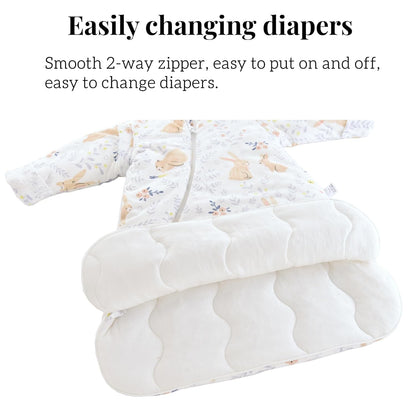 Chilsuessy Baby Sleeping Bag Winter, Removable Sleeves, Warm Lined 3.5 Tog Winter Sleeping Bags, Boys/Girls Sleeping Bag for Toddlers from 6 Months to 6 Years
