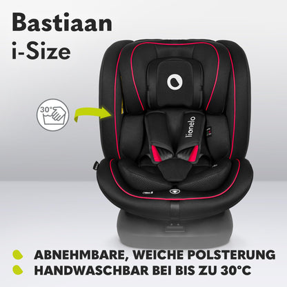 LIONELO Bastiaan i-Size One 360o drehbarer Autositz für Kinder von 40-150 cm, Montage in Fahrtrichtung und entgegen der Fahrtrichtung möglich, ISOFIX Pas TopTether Einstellbare Rückenlehne