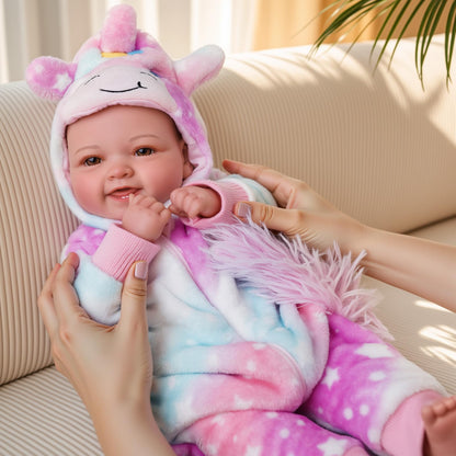 BABESIDE Baby Puppe - 43 cm / 17 Zoll Mädchen Babypuppen mit Stoffkörper - Babypuppe Mit Bezauberndem Outfit, Schnuller Und Babyflasche Als Geschenk FüR Kinder Ab 2 Jahren