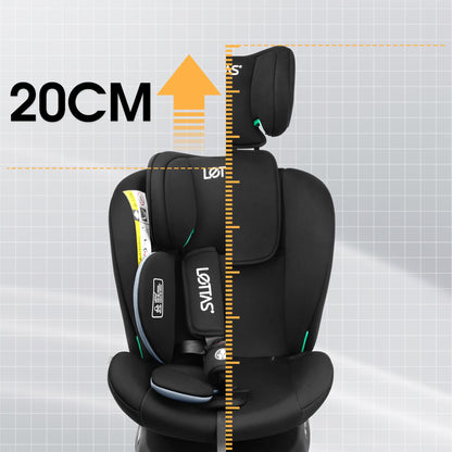 LETTAS I-Size 360°Drehung Autositz 40-150 cm, ca. 0 bis 12 Jahre, Isofix Kinderautositz mit Verstellbarer Kopfstütze, ECE R129 - Meloni2