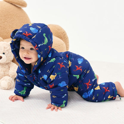 Baby Romper with Hood, Snowsuits with Gloves and Booties, for Toddlers, Fleece Cotton Romper for Toddlers, Boys and Girls, Warm Jumpsuit, Winter Jacket, 6-9 Months