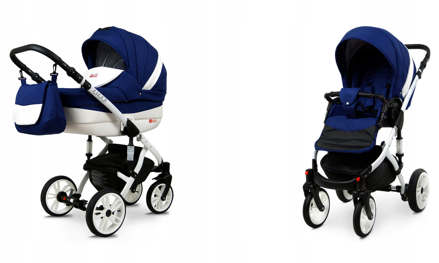 BabyLux® Bambimo Kinderwagen Set 3 in 1 - Lilly - incl. Babywanne, Buggy Sportsitz, Auto-Babyschale - Autositz - Kinderwagenset - Kombikinderwagen mit Wickeltasche, Regenschutz usw.