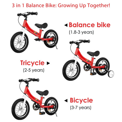 YBIKE 2 in 1 Laufrad, Kinderlaufrad und Kinderfahrrad Dual-Use-Funktion, geeignet für Kinder im Alter von 1-7, 12,14,16 Zoll mit Bremse, Pedal, Trainingstheorie - Meloni2