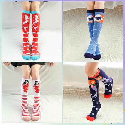 PHOGARY 6 Pairs of Knee Socks for Girls, Cute Socks Colourful Socks Children, Warm Knee Socks Children, Medium Calf Length, Long Knee Socks Girls from 3 to 12 Years, One Size