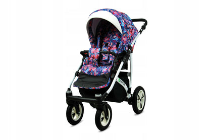 BabyLux® Bambimo Pushchair Set 3 in 1 - Tropical - incl. Baby Carrycot, Buggy Sports Seat, Car Seat - Pram Set - Combination Pram with Changing Bag, Rain Cover etc.