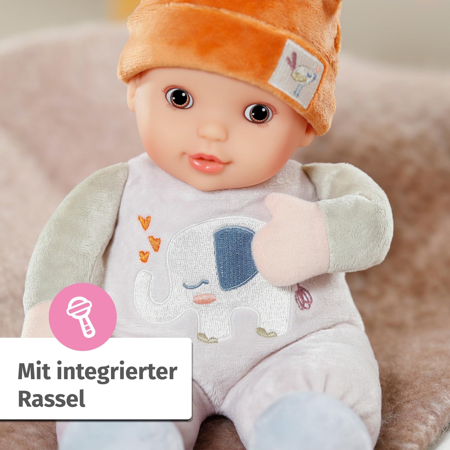 Baby Annabell for Babies Sweetie Sand 30cm, weiche 30cm große Puppe aus Stoff mit integrierter Rassel, für Neugeborene, 710722 Zapf Creation