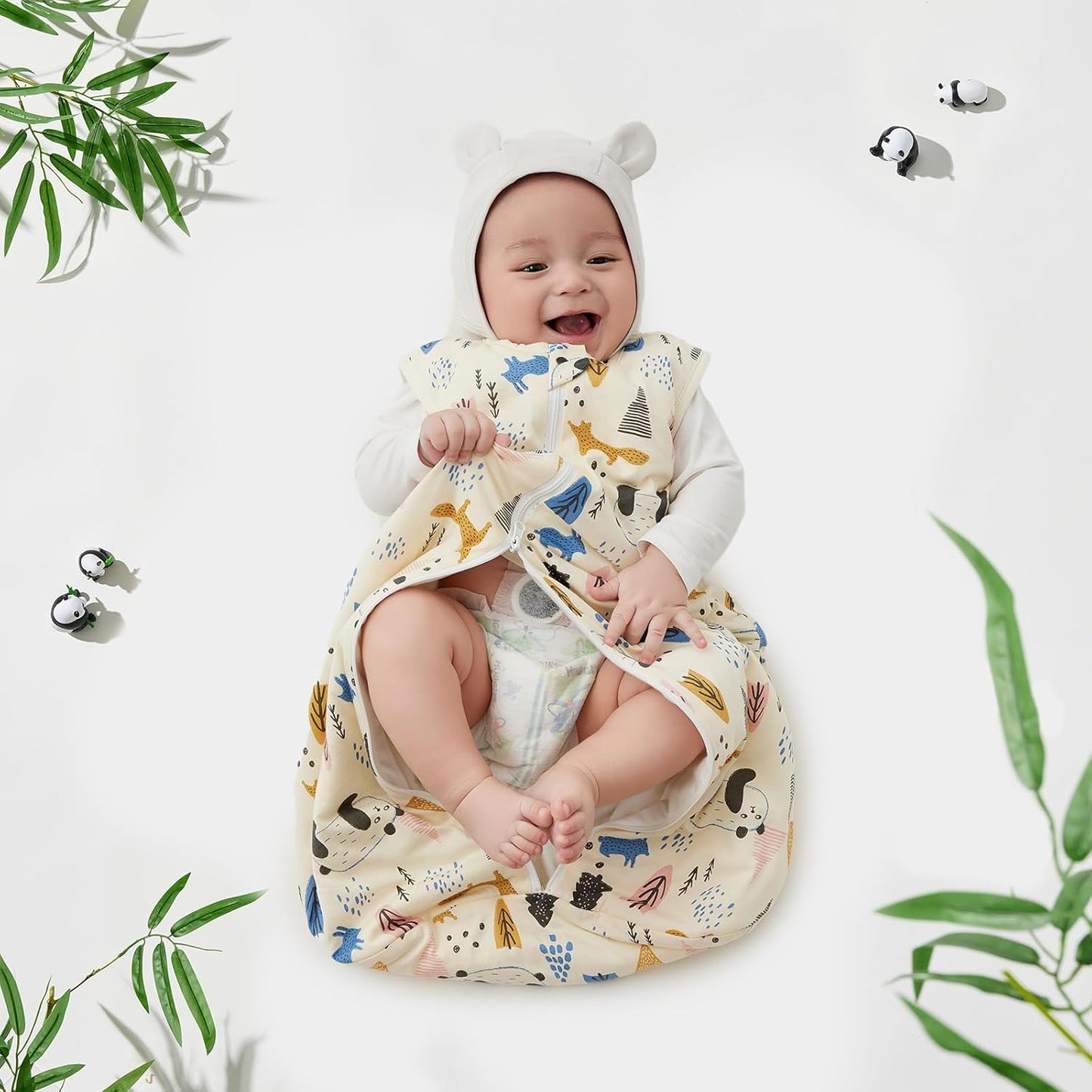 Duomiaomiao 3.5 Tog Baby Sleeping Bag, 100% Cotton Baby Sleeping Bag, Winter, Girls Newborn, Boys Sleeping Bag, Warm Newborn Children (100)