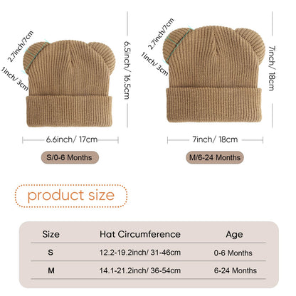 DRESHOW Toddler Beanie Baby Winter Hats Baby Soft Knitting Cute Bear Ears Hat for Boys Girls Warm Hat Hats for 0 Months - 24 Months 