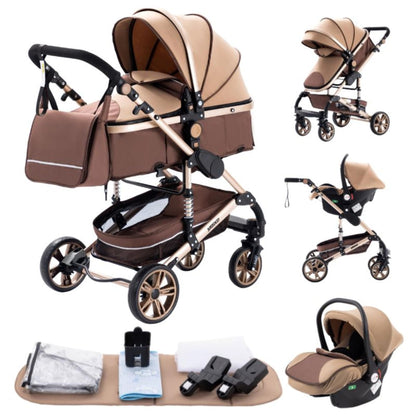YAZOCO Kinderwagen 3 in 1 Buggy Babybett Komplett Set mit einem Klick Zusammenklappbarer Kinderwagen, KombiKinderwagen Aluminiumrahmen für Neugeborene Sitzzubehör - Meloni2