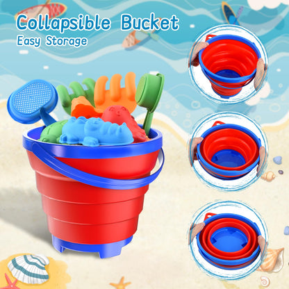 Fegalop Sand Toy Set for Girls 31 Pieces, Sandpit Toy Beach Toy with Folding Bucket, Beach Toy Children with 5 Sand Shovel, Bucket, Sand Shapes, Sunglasses, Mesh Bag for Children
