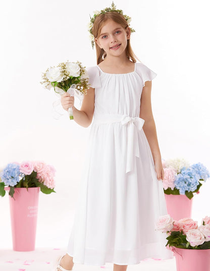 GRACE KARIN Mädchen Sommerkleid Elegantes Chiffon Prinzessinnen Langkleid Hochzeitsgast Abendkleid für Teenager-Mädchen 5-14 Jahre