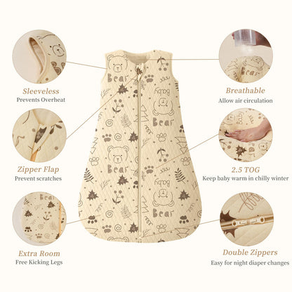 Looxii Baby Winter Sleeping Bag, Cotton, 2.5 Tog, Warm Winter Sleeping Bag, Soft Baby Sleeping Bag, Newborn in 6-12 Months, Perfect for Autumn, Winter