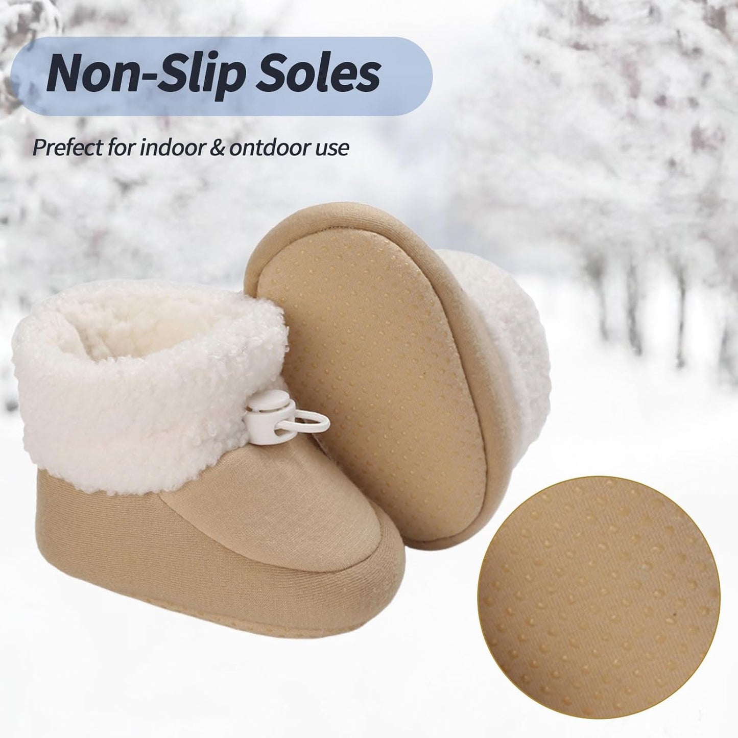 Baby Winter Shoes Warm Baby Shoes Winter Non-Slip Adjustable Newborn Snow Shoes First Walking Shoes Lined Thermal Fleece Crawling Shoes Slippers Winter Boots 0-18 Months 