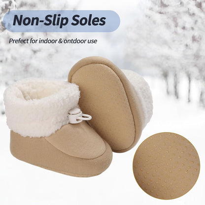 Baby Winter Shoes Warm Baby Shoes Winter Non-Slip Adjustable Newborn Snow Shoes First Walking Shoes Lined Thermal Fleece Crawling Shoes Slippers Winter Boots 0-18 Months 