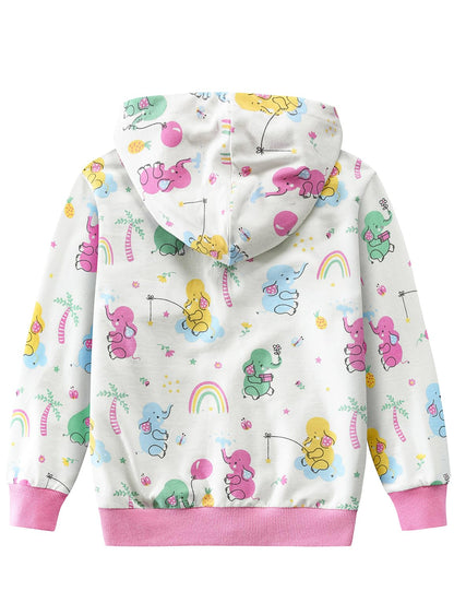 CM-Kid Zip Up Hoodie Mädchen Kapuzenpullover Reißverschluss Sweatshirts Hoody Baumwolle Kinder Erdbeere Langarm Kapuzenjacke Warm 1-7 Jahre 92-122