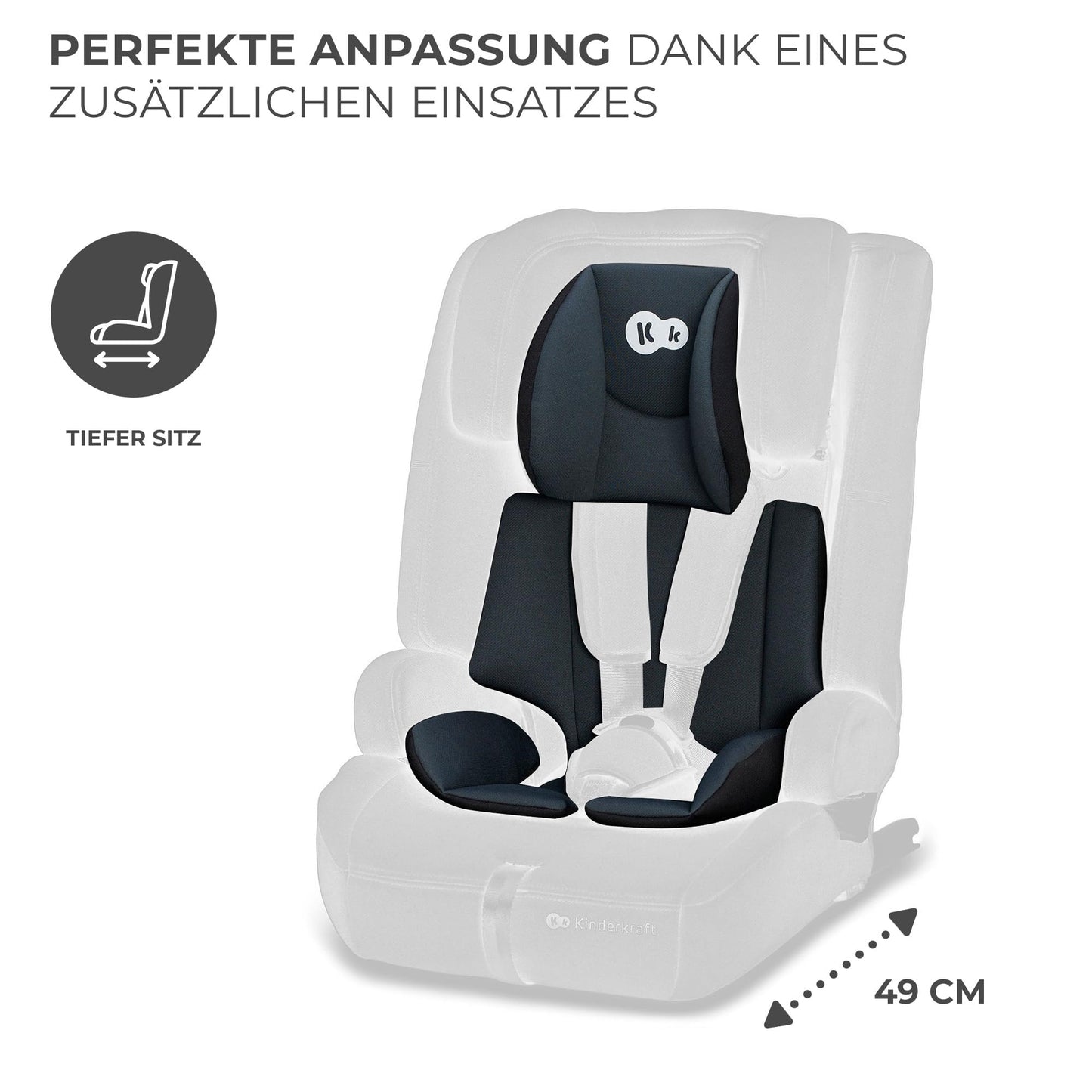 Kinderkraft SAFETY FIX 2 I-SIZE 76-150 cm Kindersitz 9-36 kg, Kinderautositze mit isofix, Einstellung der Kopfstütze, spezielle Sicherheitssysteme, 5 punkt gurte, Einsatz im set, Schwarz