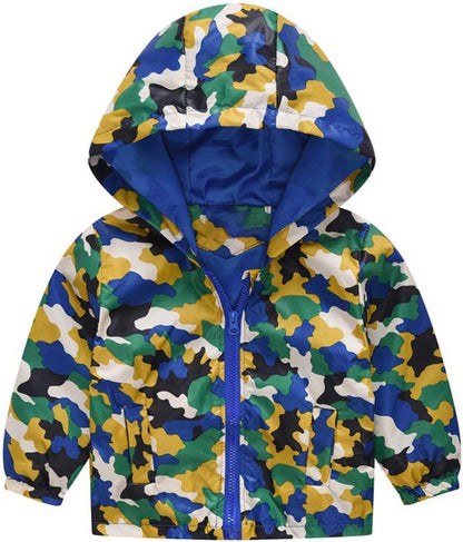 KQIVAM Children's Rain Jacket Transition Jacket Waterproof Outdoor Jacket Windproof with Hood Waterproof Jacket for Children Unisex Rainwear for Girls and Boys 