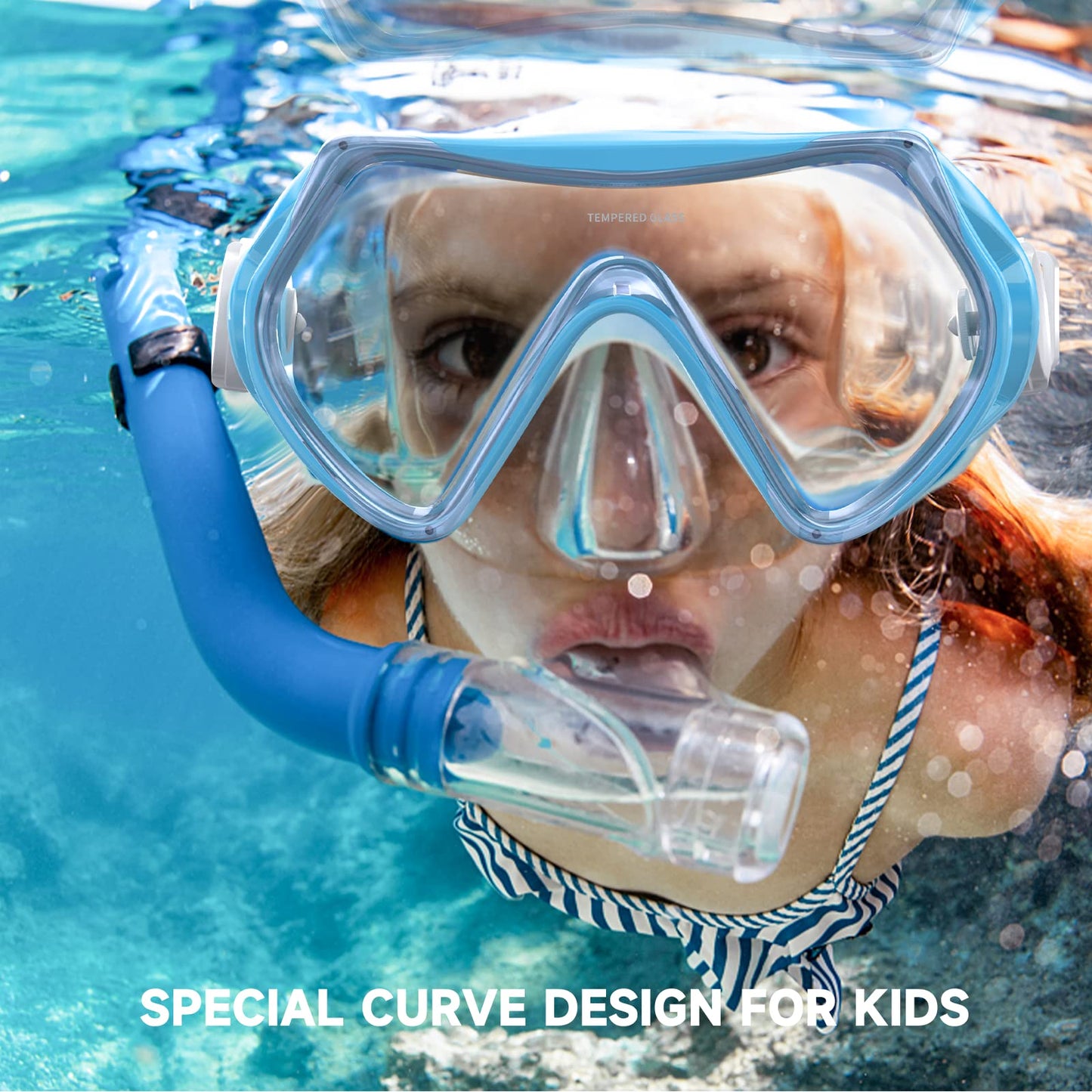 Findway Children's Diving Goggles, Swimming Goggles, Snorkel Mask for Boys Girls Teenagers, Diving Mask with Nose Cover, 180° Panorama, HD, Anti-Fog, Anti-Leak, Diving Goggles for Children 4-16 Years