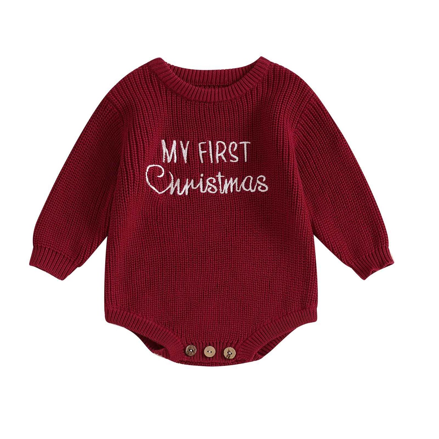 Geagodelia Knitted Christmas Romper Baby Girl Boy Christmas Jumper My First Christmas Newborn Baby Jumper Romper Bodysuit Christmas Jumper