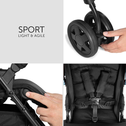 Hauck Lightweight Stroller up to 18 kg with reclining function from birth, small foldaway, sun canopy, large basket