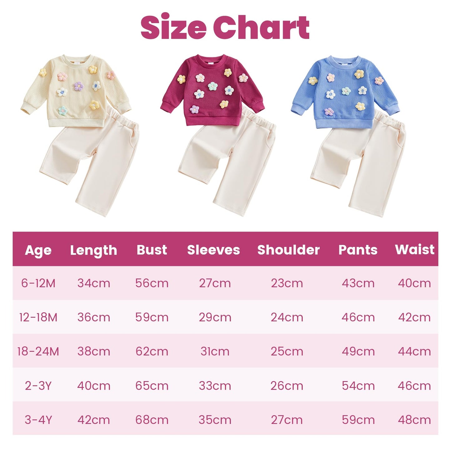 Baby Mädchen Kleidung Langarm Top + Hose Zweiteiler Neugeborene Herbst Winter Babykleidung Set Kleinkind Bekleidungssets für 6 Monate-4 Jahre