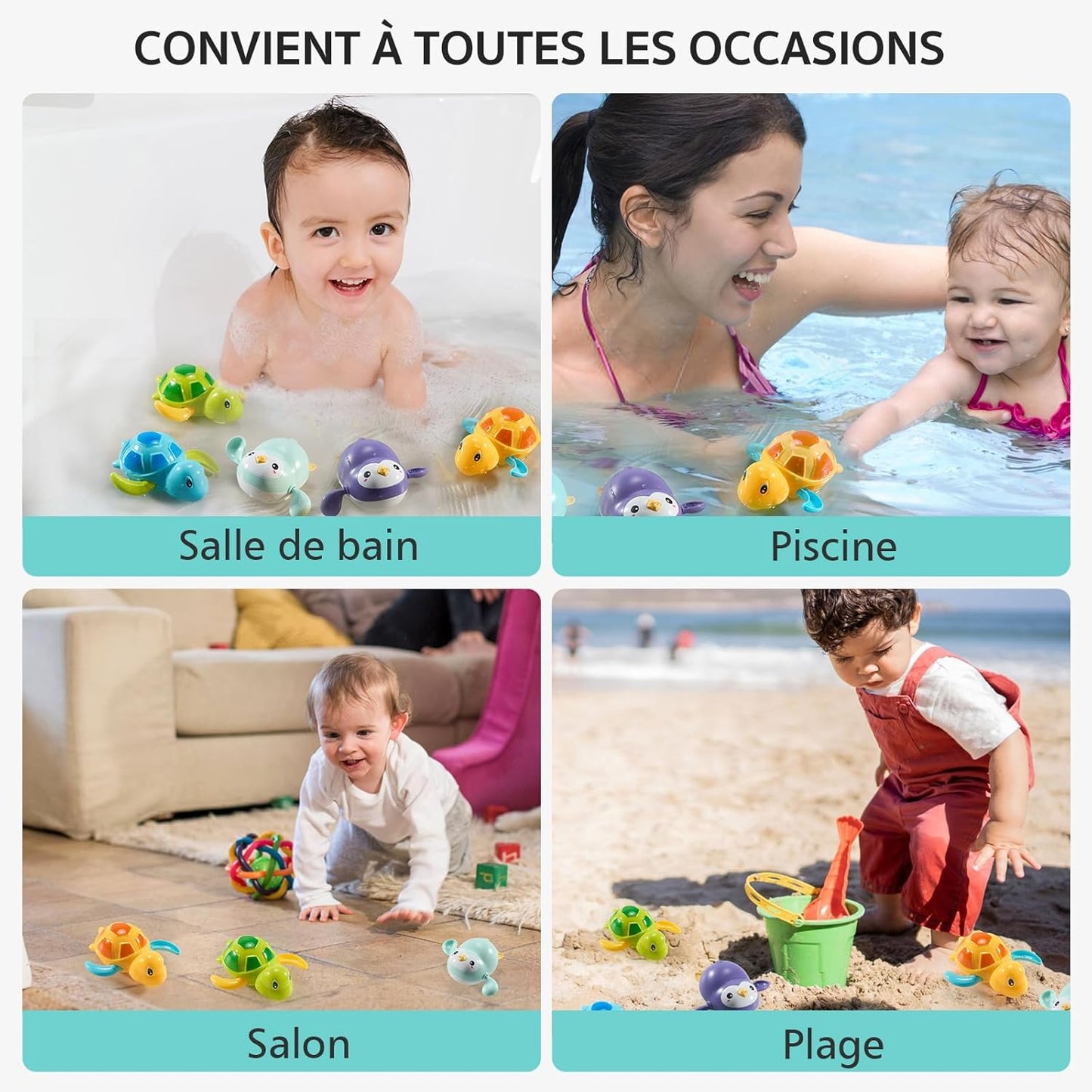 5 Stück Baby Badespielzeug, Badezimmer Spielzeug für 1-4 Jahre alte Kinder, Wasserspielzeug Uhrwerk Schwimmende Aufzieh, Schwimmende Tier-Spielzeuge für Kleinkinder Jungen Mädchen