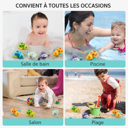 5 Stück Baby Badespielzeug, Badezimmer Spielzeug für 1-4 Jahre alte Kinder, Wasserspielzeug Uhrwerk Schwimmende Aufzieh, Schwimmende Tier-Spielzeuge für Kleinkinder Jungen Mädchen