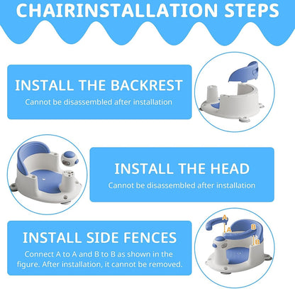 Baby Bath Seat for Babies from 6 Months, Non-Slip Baby Bath Chair, Portable Bath Seat with Suction Cups, Baby Bathtub Toddler Bath Support for Shower (Yellow)