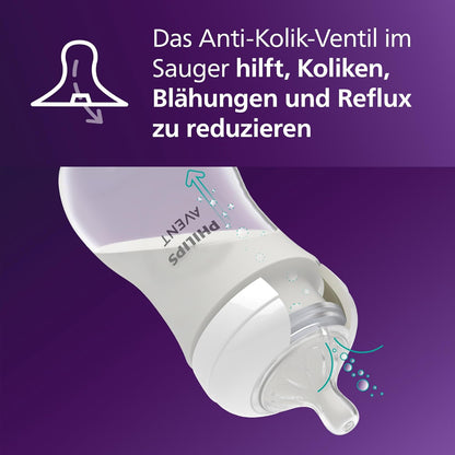 Philips Avent Natural Response Baby Bottles Gift Set for Newborns - 4 Baby Bottles, Ultra Soft Dummy and Bottle Brush, Babies 0-12 Months and Older (Model SCD838/11)