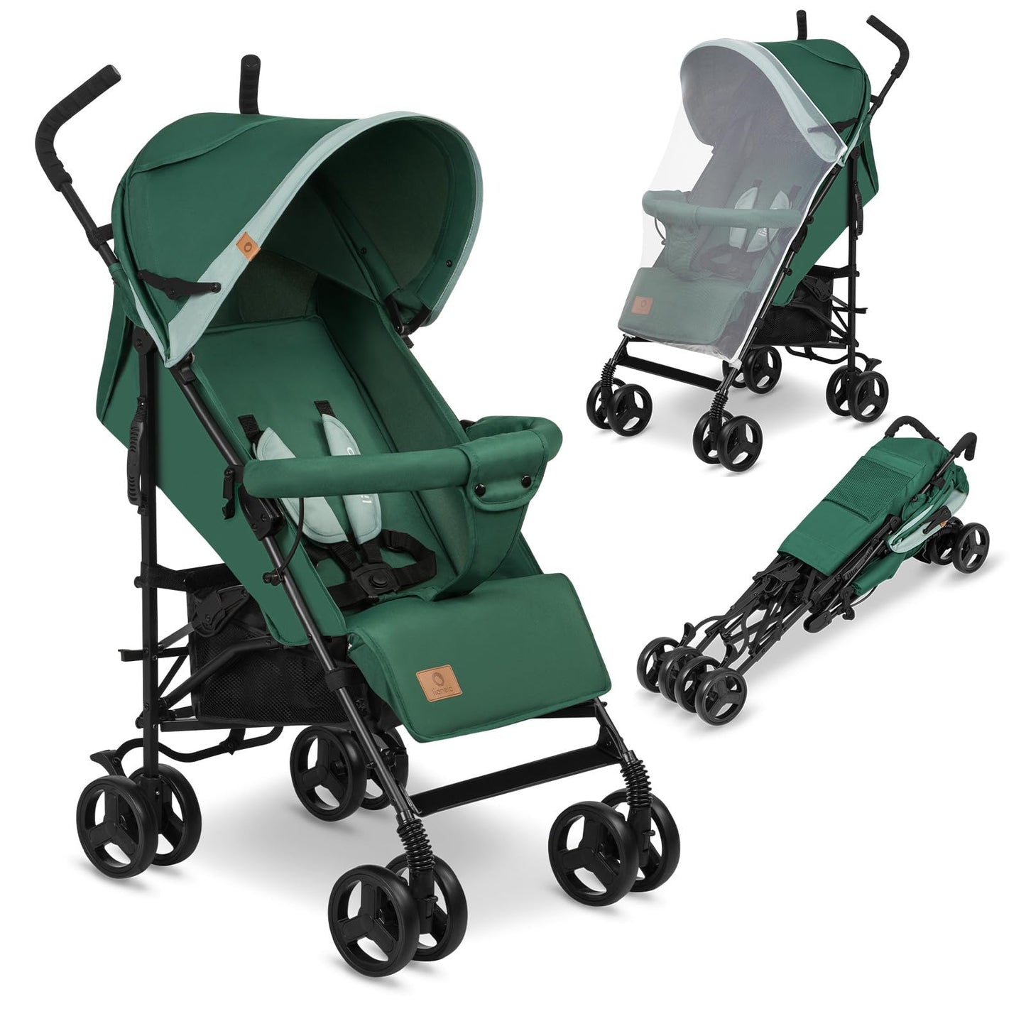 LIONELO Elia Buggy Small Foldable Pushchair up to 15 kg, Back and Footrest Adjustment, Rear Wheel Brake, Mosquito Net, Shopping Basket - Meloni2