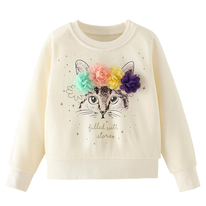 Codkkre Girls' Sweatshirt for Children Cute Cartoon Sweater Girls Long Sleeve Cotton Shirts Age 2-10 Years