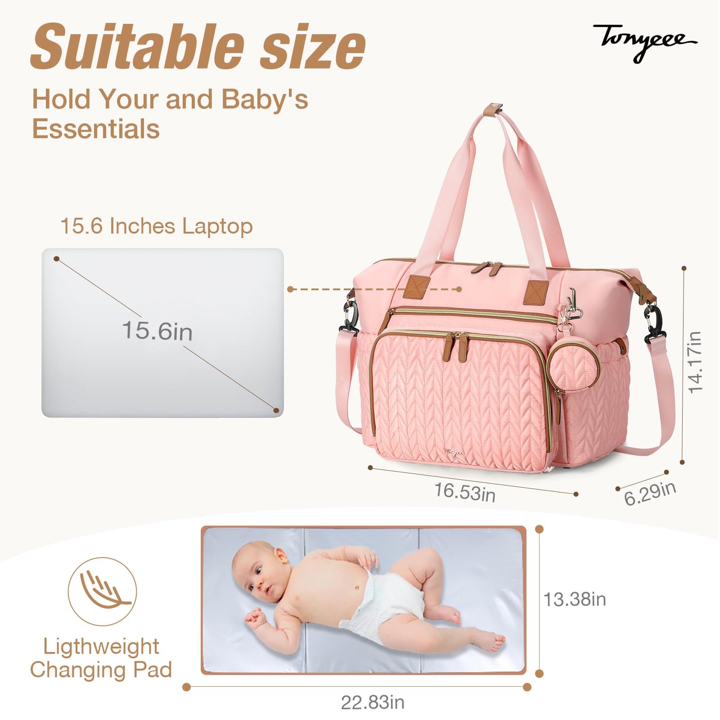 Wickeltasche mit Schnullertasche und Wickelunterlage, Wickelrucksack Multifunktions-Babytasche für Große Reisewindeltasche für Mama und Papa, isolierten Taschen-Dunkelblau