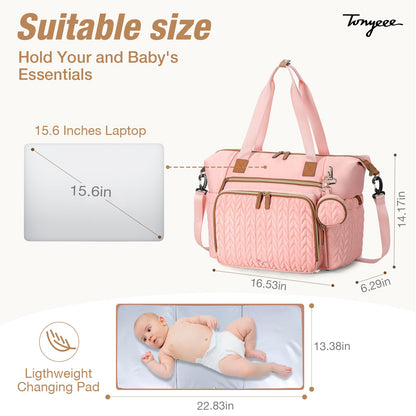 Wickeltasche mit Schnullertasche und Wickelunterlage, Wickelrucksack Multifunktions-Babytasche für Große Reisewindeltasche für Mama und Papa, isolierten Taschen-Dunkelblau