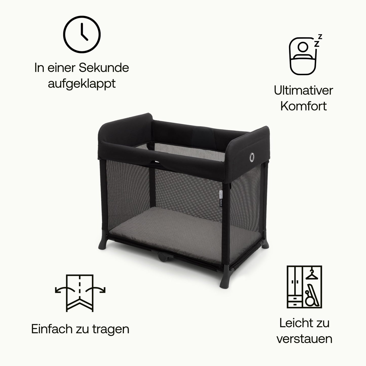 Bugaboo Stardust, 2-in-1, leichtes, kompaktes und faltbares Reisebett | kompakter Spielstall, mit Matratze, in 1 Sekunde aufgeklappt, für Babys und Kleinkinder, inklusive Tragetasche, Desert Taupe