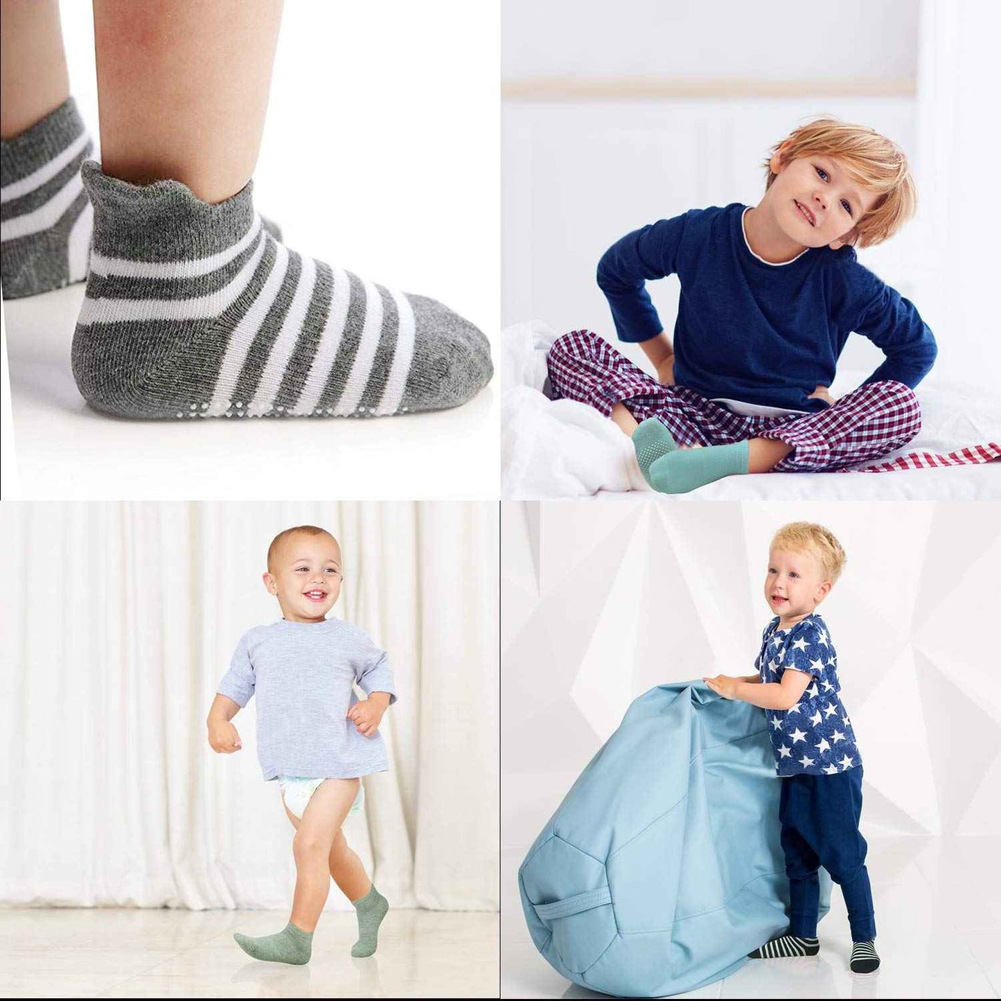 HYCLES Baby ABS Socks Children 0-7 Years 12 Pairs Stopper Socks Children Non-Slip Socks Child Boys Girls 23-26 27-30 Toddler Socks Baby