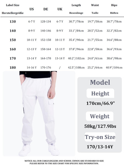 CAMLAKEE Kinder Jungen Cargohose Jogger Hose mit elastischem Bund
