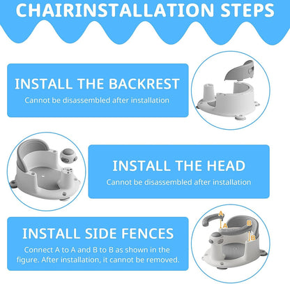 Baby Bath Seat for Babies from 6 Months, Non-Slip Baby Bath Chair, Portable Bath Seat with Suction Cups, Baby Bathtub Toddler Bath Support for Shower (Yellow)