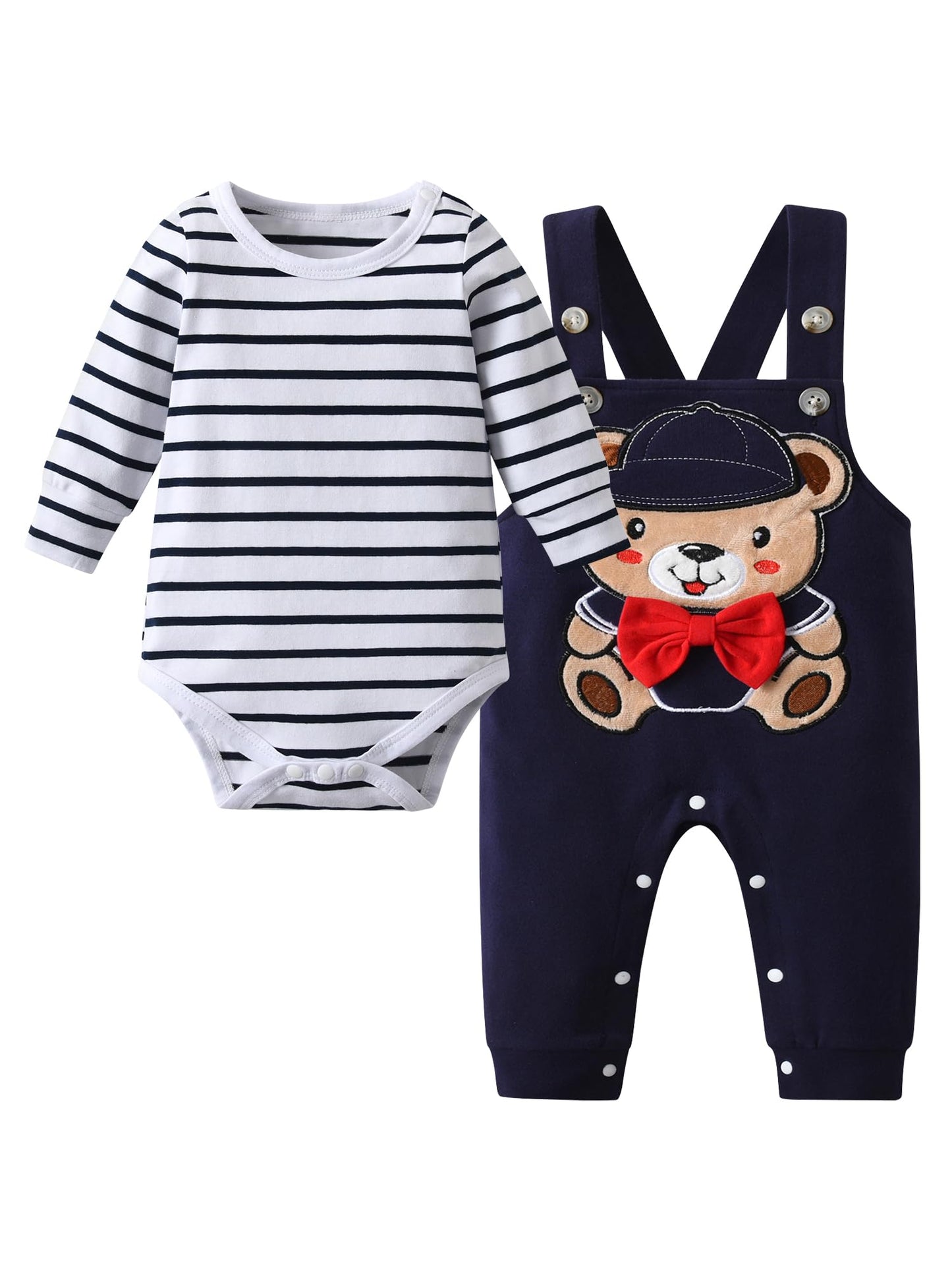 Derouetkia Baby Junge Kleidung Gestreifte Tops Tierdruck + Hosen Outfit Set