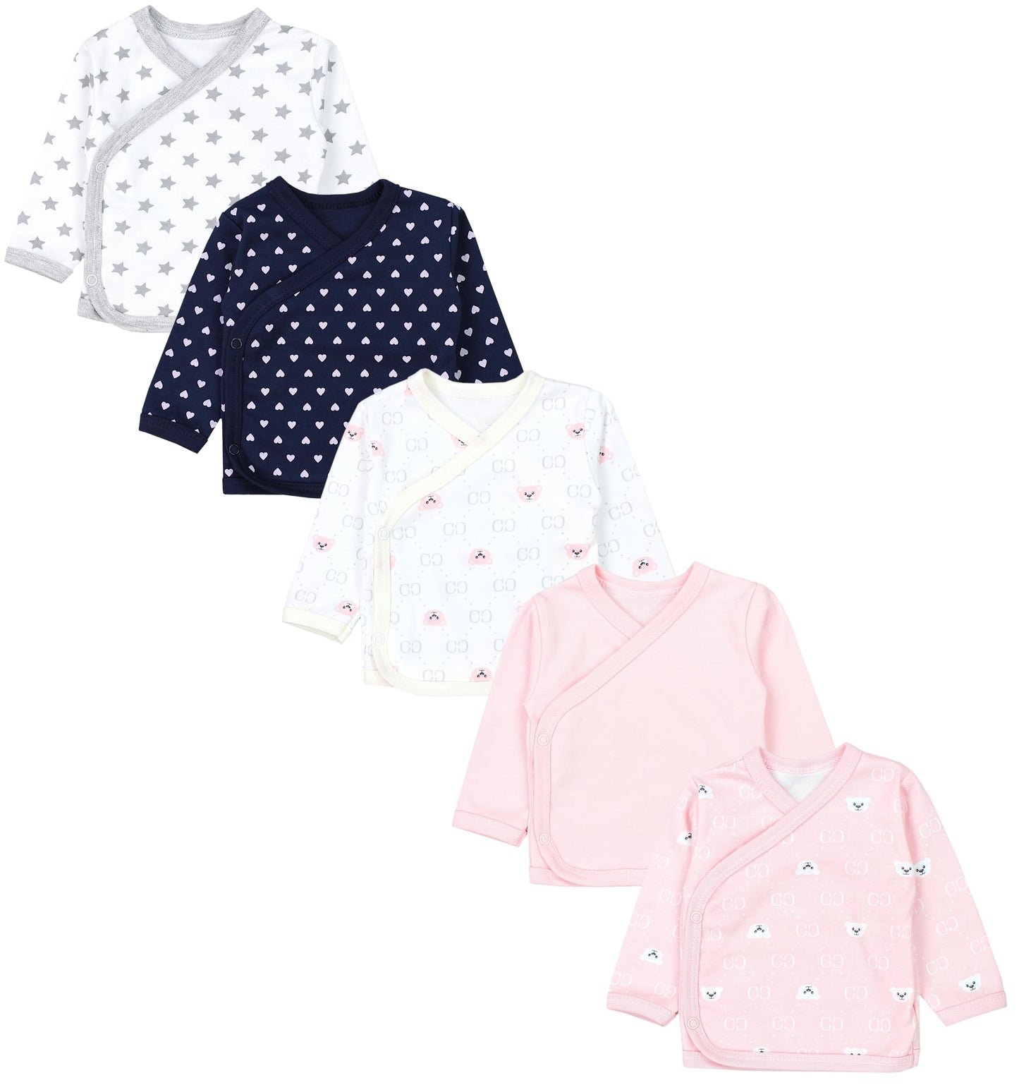 TupTam Baby Mädchen Langarm Wickelshirt Baumwolle 5er Set