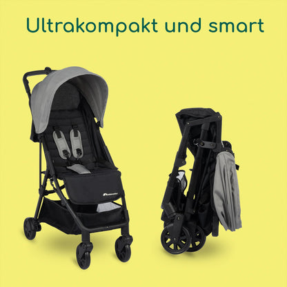 Bebeconfort Buggy Teeny 3D Ultra Compact Folding Pushchair with Matching Carry Bag Ideal for Travel or the City Can be Used from Approx. 6 Months to 4 Years Tinted Grey