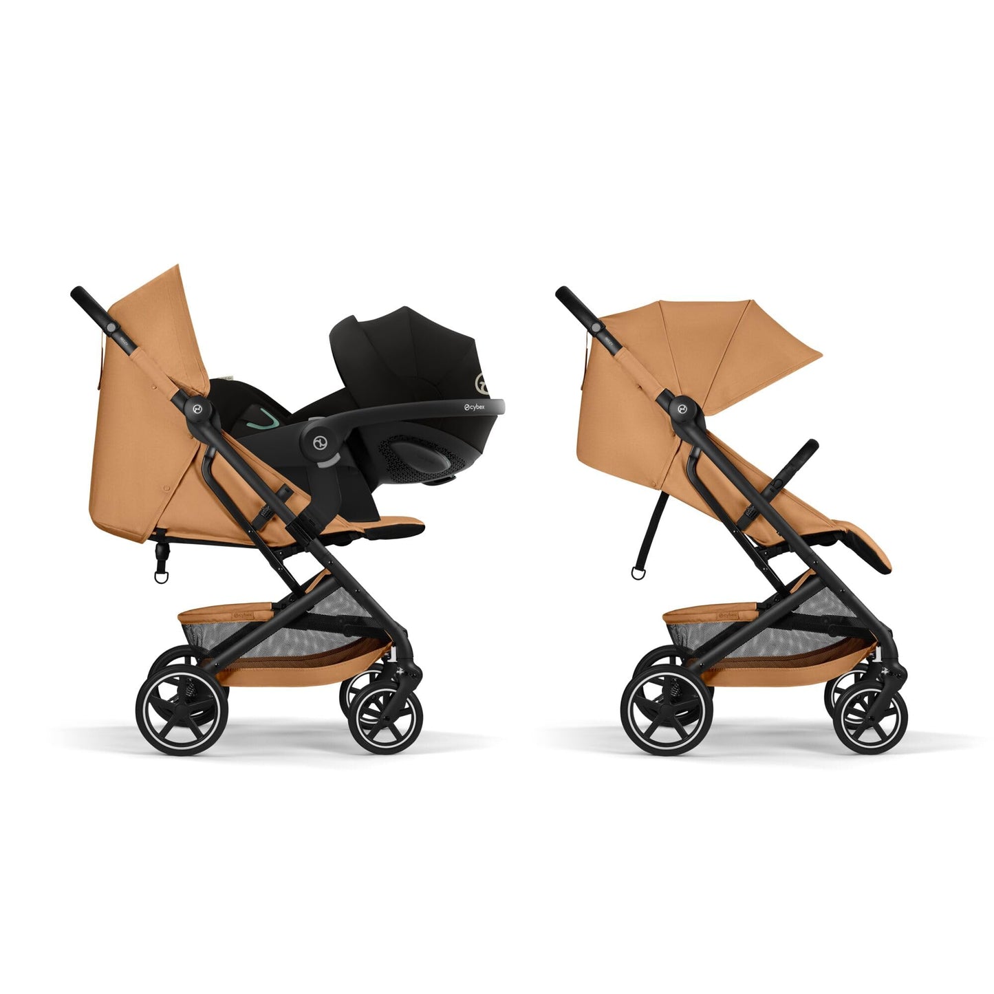 Cybex Gold Kinderwagen Beezy mit One-Pull Harness, Ab Geburt bis ca. 4 Jahre (max. 22 kg), Kompakt und ergonomisch, Magic Black (Schwarz mit schwarzem Rahmen)