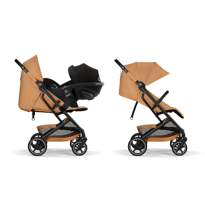Cybex Gold Kinderwagen Beezy mit One-Pull Harness, Ab Geburt bis ca. 4 Jahre (max. 22 kg), Kompakt und ergonomisch, Magic Black (Schwarz mit schwarzem Rahmen)