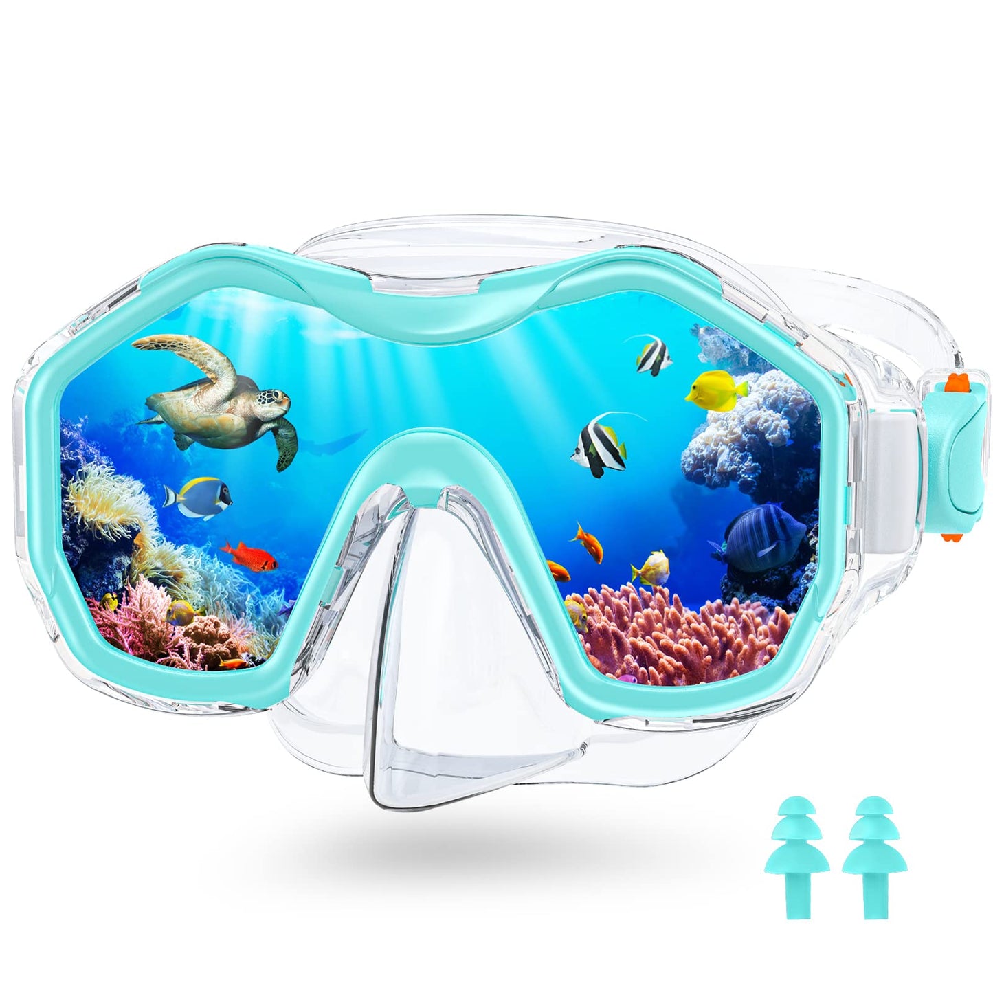 JEMULICE Taucherbrille Kinder, Schwimmbrille Kinder Schnorchelmaske für Jungen Mädchen, Tauchmaske mit Nasenabdeckung 180°Panorama HD Anti Nebel Anti-Leck Schwimmmaske für Kinder 4-16 Jahre