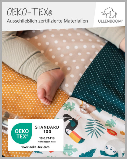 ULLENBOOM Krabbeldecke für Baby 100x100 cm, 100% OEKO-TEX Materialien, Made in EU, Dick & weich gepolstert, Sandblume - ideal als Babydecke, Laufgittereinlage & Spieldecke Baby