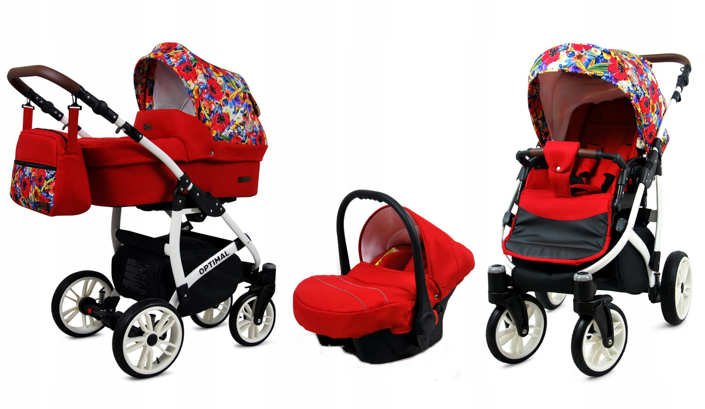 BabyLux® Kinderwagen Set 4 in 1 - Optimal - incl. Babywanne, Buggy Sportsitz, Auto-Babyschale, ISOFIX-Basisstation - Autositz - Kinderwagenset - Kombikinderwagen mit Wickeltasche usw.