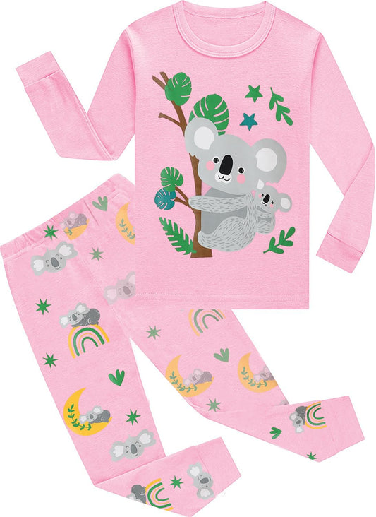 EULLA Children's Girls' Pyjamas Long Sleeve Cotton Winter Pyjama Set Unicorn Princess Dino Rabbit Owl Two Piece Sleepwear 1-10 Years 92 98 104 110 116 122 128 134 140