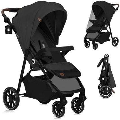 LIONELO Emma Plus Kinderwagen bis zu 15 kg, Kindersportwagen, leicht modern klein Buggy mit Liegeposition, zusammenklappbar, große Räder, großer Korb, Tasche Vivid Turkus