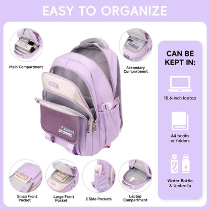 School Backpack Teenager - 36L School Bag for Girls from 5th Grade, Large Backpack for Middle and High School, Casual Children's Backpack with Cute Pendant and Trolley Strap, black, Rucksack