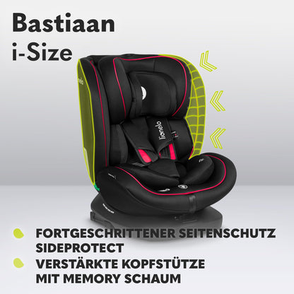 LIONELO Bastiaan i-Size One 360o drehbarer Autositz für Kinder von 40-150 cm, Montage in Fahrtrichtung und entgegen der Fahrtrichtung möglich, ISOFIX Pas TopTether Einstellbare Rückenlehne